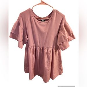 Blush ruffle sleeve dress.
